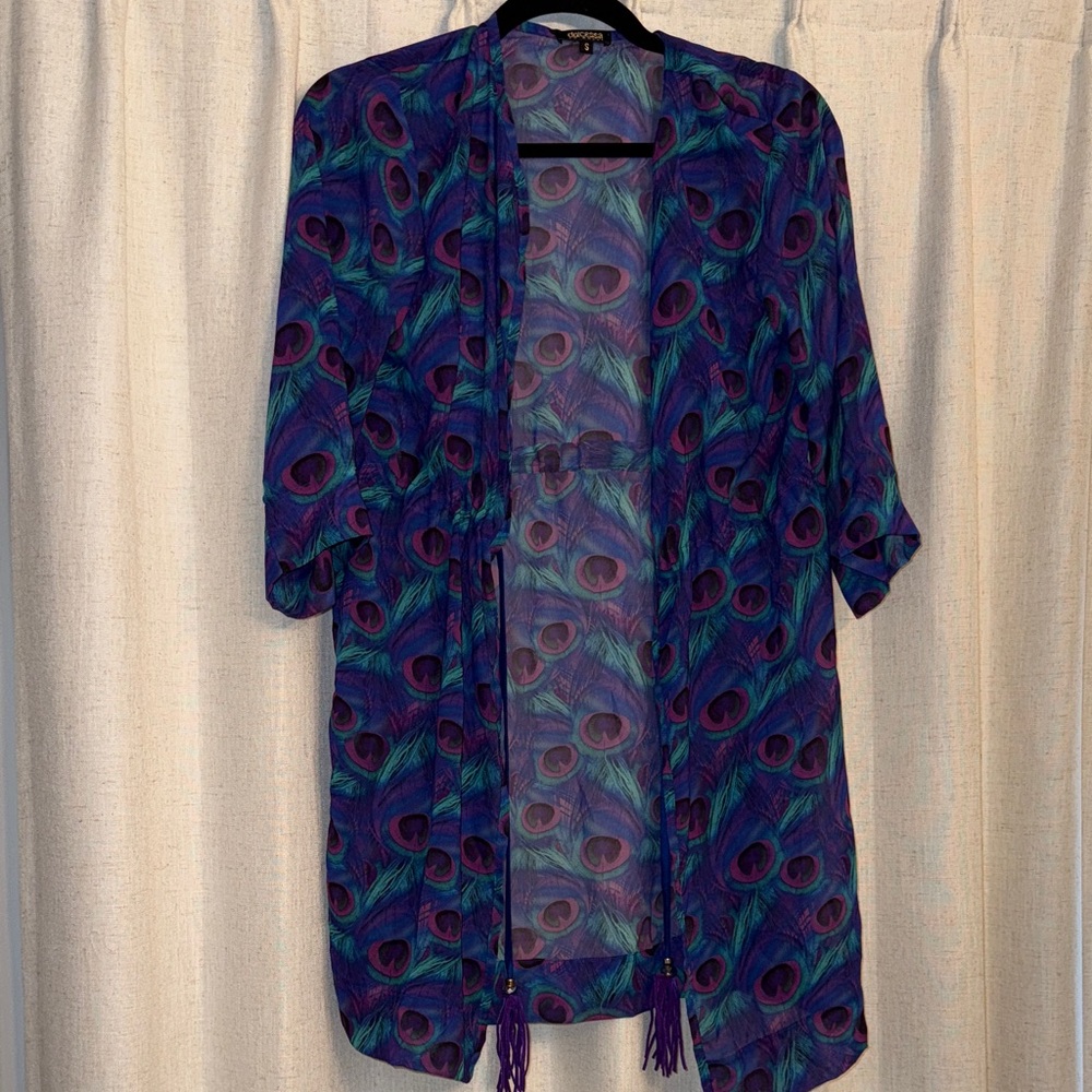 Dolcessa Swim Coverup Peacock Feather Kimono